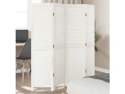 vidaXL Paraván 4 panely biely masívne drevo paulovnie