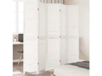 vidaXL Paraván 5 panelov biely masívne drevo paulovnie