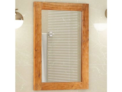vidaXL Zrkadlo do kúpeľne 50x70x2,5 cm masívnw ekácia a sklo
