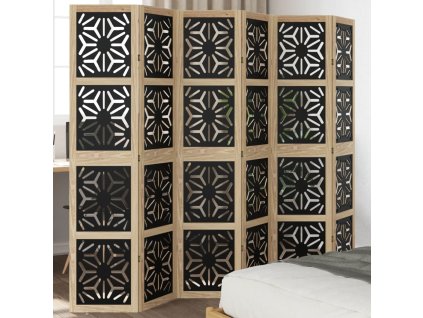 vidaXL Paraván, 6 panelov, hnedo čierny, masívne drevo paulovnie