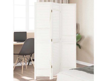 vidaXL Paraván 3 panely biely masívne drevo paulovnie