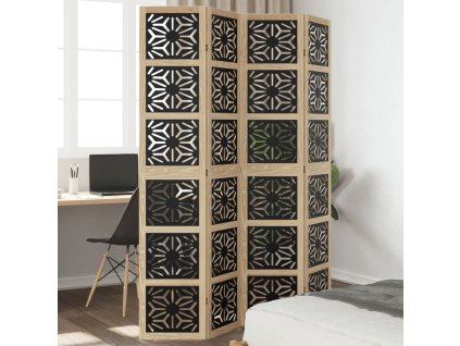 vidaXL Paraván, 4 panely, hnedo čierny, masívne drevo paulovnie