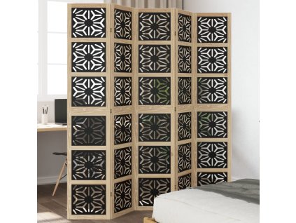 vidaXL Paraván, 5 panelov, hnedo čierny, masívne drevo paulovnie
