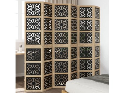 vidaXL Paraván, 6 panelov, hnedo čierny, masívne drevo paulovnie