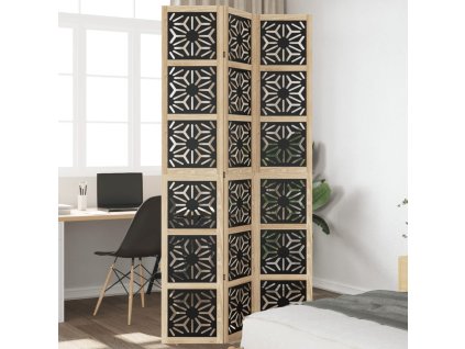 vidaXL Paraván, 3 panely, hnedo čierny, masívne drevo paulovnie