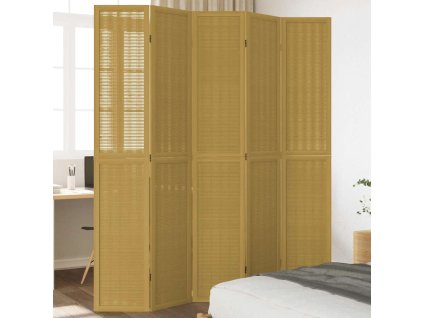 vidaXL Paraván, 5 panelov, hnedý, masívne drevo paulovnie