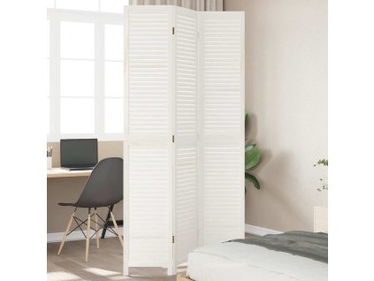 vidaXL Paraván 3 panely biely masívne drevo paulovnie