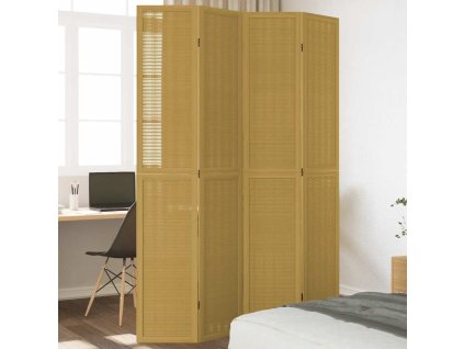 vidaXL Paraván, 4 panely, hnedý, masívne drevo paulovnie