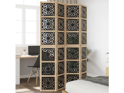 vidaXL Paraván, 4 panely, hnedo čierny, masívne drevo paulovnie