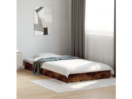 vidaXL Posteľný rám bez matraca dymový dub 90x190 cm kompozitné drevo