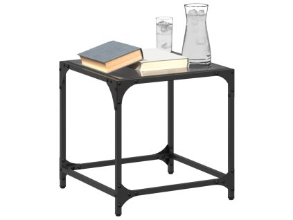 vidaXL Konferenčné stolíky s čiernou sklen.doskou 2 ks 40x40x40cm oceľ