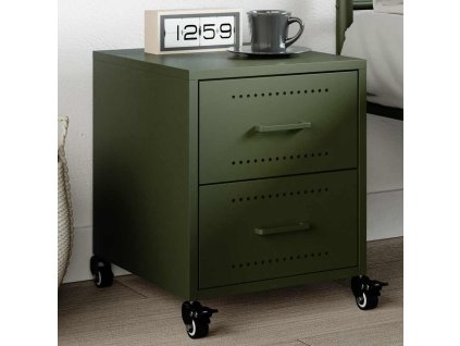 vidaXL Nočný stolík olivovozelený 36x39x43,5 cm oceľ
