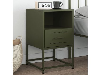 vidaXL Nočný stolík olivovozelený 36x39x60,5 cm oceľ