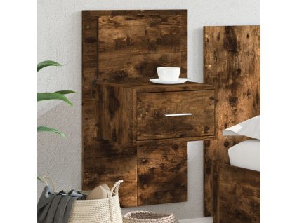 vidaXL Nástenná nočná skrinka s LED osvetlením dymový dub