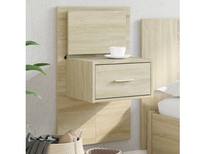 vidaXL Nástenná nočná skrinka s LED osvetlením dub sonoma