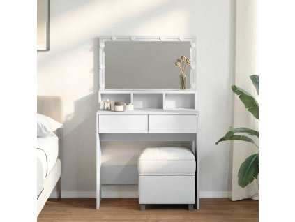 vidaXL Toaletný stolík s LED biely 80x41x134,5 cm