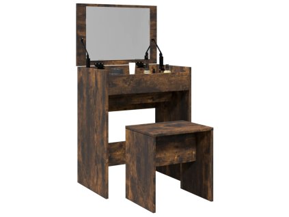 vidaXL Toaletný stolík a stolička dymový dub 60x40x113,5 cm