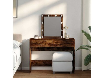 vidaXL Toaletný stolík s LED dymový dub 100x40x130 cm