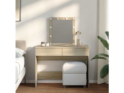 vidaXL Toaletný stolík s LED dub sonoma 100x40x130 cm