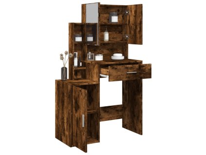 vidaXL Toaletný stolík so skrinkou dymový dub 80x35x132 cm