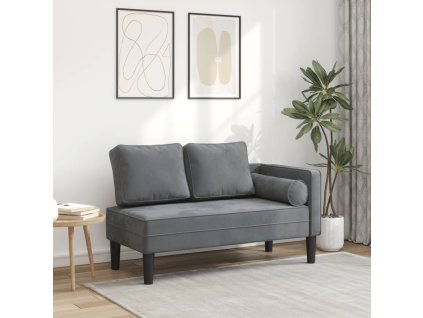 vidaXL Leňoška s vankúšmi tmavosivá zamat