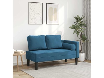 vidaXL Leňoška s vankúšmi modrá zamat