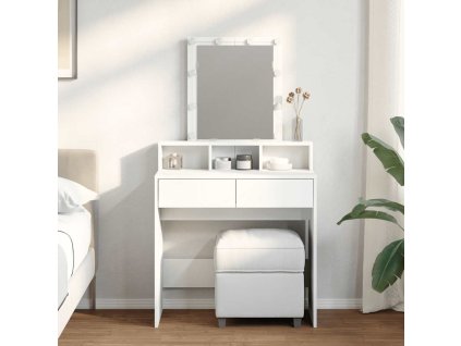 vidaXL Toaletný stolík s LED biely 80x41x144,5 cm