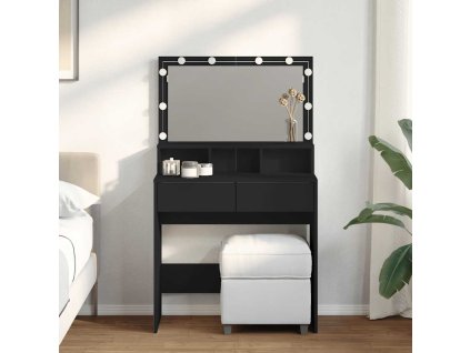 vidaXL Toaletný stolík s LED čierny 80x41x134,5 cm