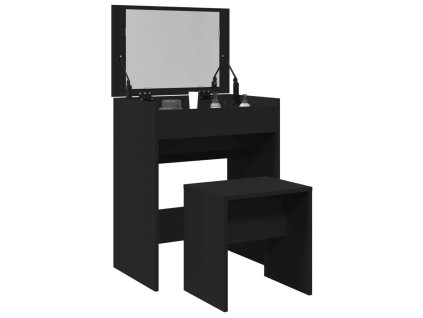 vidaXL Toaletný stolík a stolička čierna 60x40x113,5 cm