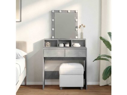 vidaXL Toaletný stolík s LED betónovosivý 80x41x144,5 cm