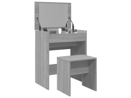 vidaXL Toaletný stolík a stolička sivá sonoma 60x40x113,5 cm