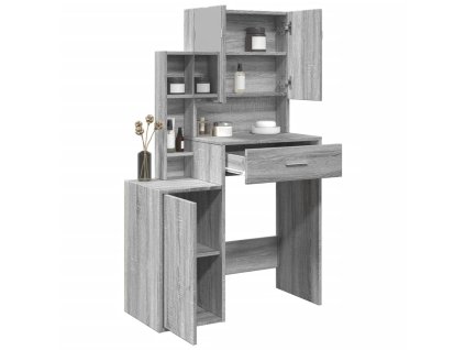 vidaXL Toaletný stolík so skrinkou sivá sonoma 80x35x132 cm