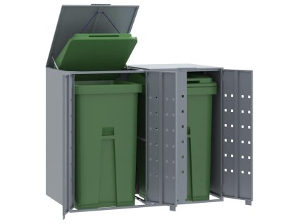 vidaXL Úložisko na 2 košov na kolieskach sivé 138x79x117 cm oceľ