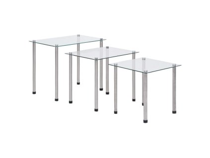 vidaXL Zasúvacie stolíky 3 ks priehľadné tvrdené sklo