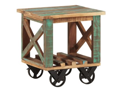 vidaXL Príručný stolík s kolieskami 40x40x42 cm recyklovaný masív