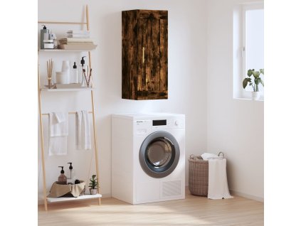 vidaXL Nástenná skrinka, tmavý dub 34,5x34x90 cm, kompozitné drevo