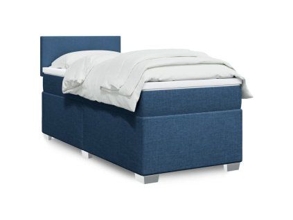 vidaXL Posteľný rám boxspring s matracom modrý 90x190 cm látka