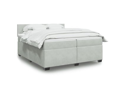 vidaXL Posteľný rám boxsping s matracom bledosivý 200x200 cm zamat