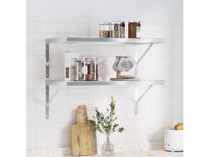 vidaXL Nástenné police 2 ks 75x40x3 cm strieborné nehrdzavejúca oceľ