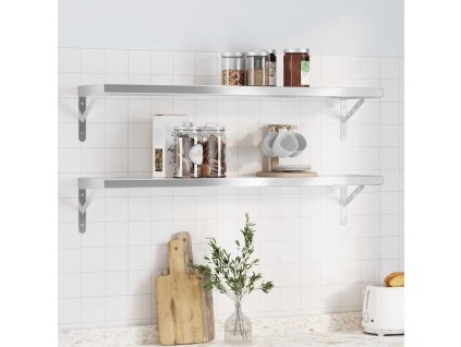 vidaXL Nástenné police 2 ks 100x23,5x3cm strieborné nehrdzavejúca oceľ