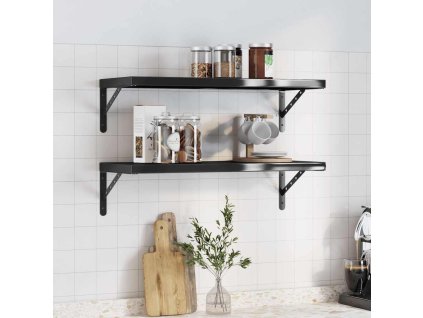 vidaXL Nástenné police 2 ks 75x30x3 cm čierne nehrdzavejúca oceľ