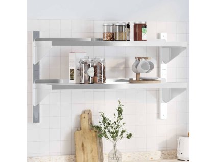 vidaXL 2-úrovňová polica 100x30x60 cm strieborná nehrdzavejúca oceľ