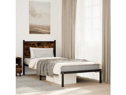 vidaXL Kovový posteľný rám bez matraca, tmavý dub 90x190 cm