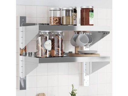 vidaXL 2-úrovňová polica 50x30x48 cm strieborná nehrdzavejúca oceľ