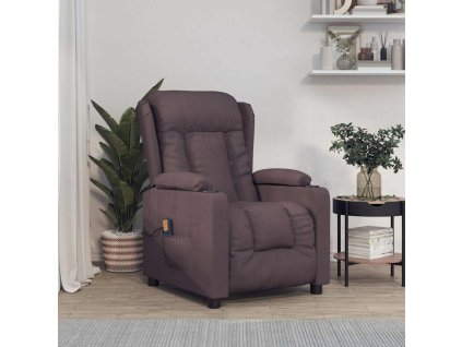 vidaXL Masážne kreslo, tmavohnedé, látka