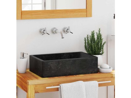 vidaXL Umývadlo 45x30x12 cm, mramor, lesklé čierne