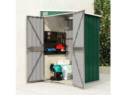 vidaXL Nástenná záhradná kôlňa zelená 118x100x178 cm pozinkovaná oceľ