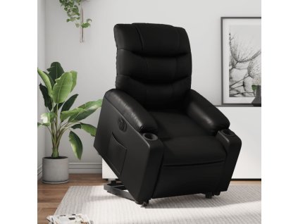 vidaXL Elektrické zdvíhacie sklápacie kreslo čierne umelá koža