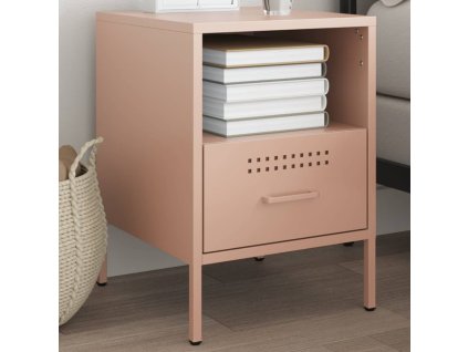 vidaXL Nočný stolík ružový 36x39x50,5 cm oceľ