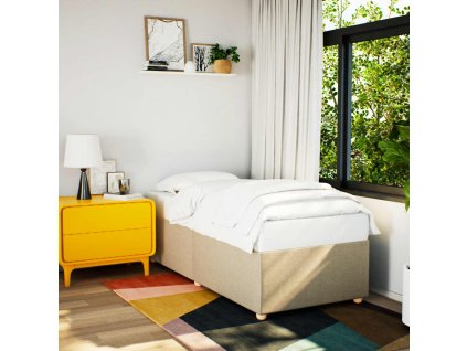 vidaXL Rám postele bez matraca, krémová, 90x190 cm, látka